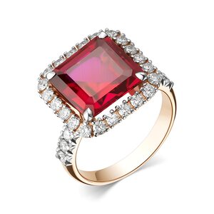 Кольцо с рубином и бриллиантами из золота 585 пробы