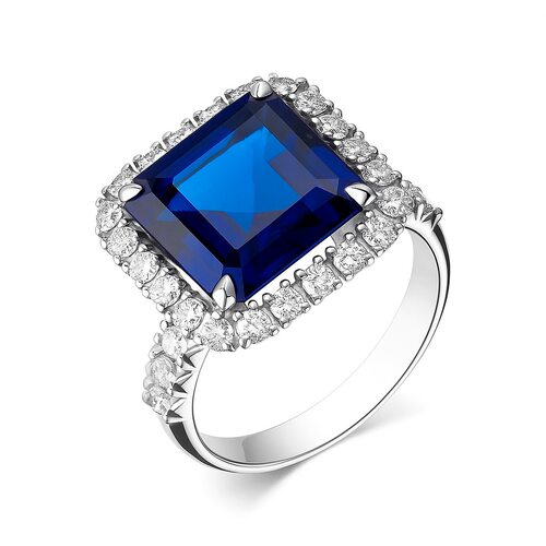 Кольцо с сапфиром и бриллиантами из золота 585 пробы