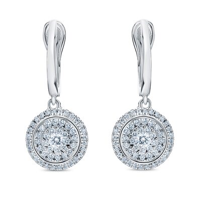 Серьги с бриллиантами из белого золота 585 пробы