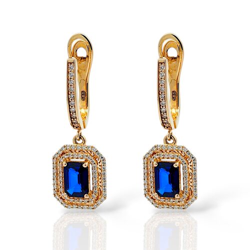 Серьги с сапфиром и бриллиантами из золота 585 пробы