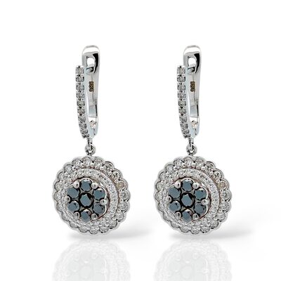 Серьги с бриллиантами из белого золота 585 пробы