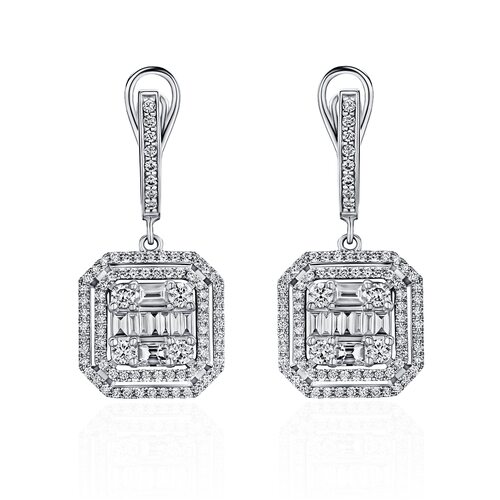 Серьги с бриллиантами из белого золота 585 пробы