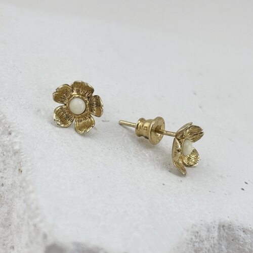 Серьги "Цветы" с янтарем из серебра 925 пробы с позолотой