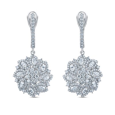 Серьги с бриллиантами из белого золота 585 пробы 