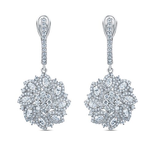 Серьги с бриллиантами из белого золота 585 пробы 