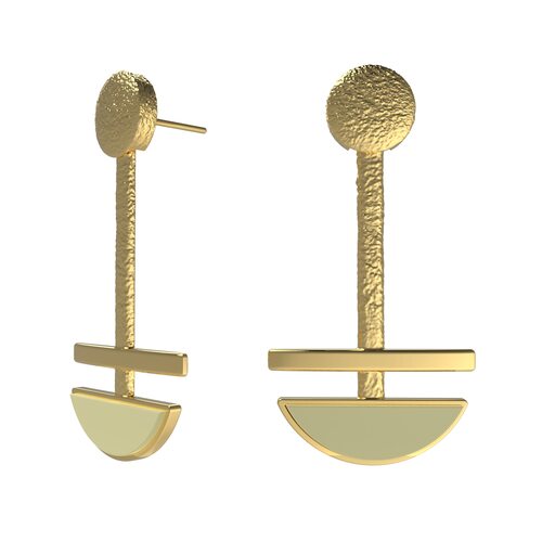 Серьги с янтарем из серебра 925 пробы с позолотой