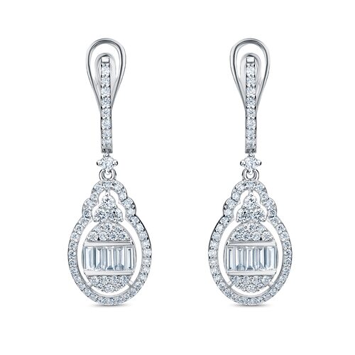 Серьги с бриллиантами из белого золота 585 пробы