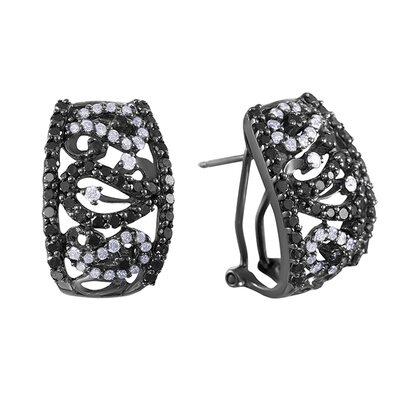 Серьги с бриллиантами из черного золота 585 пробы