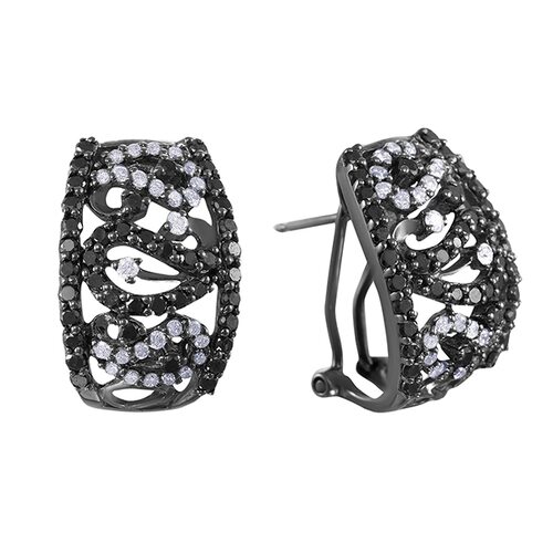 Серьги с бриллиантами из черного золота 585 пробы