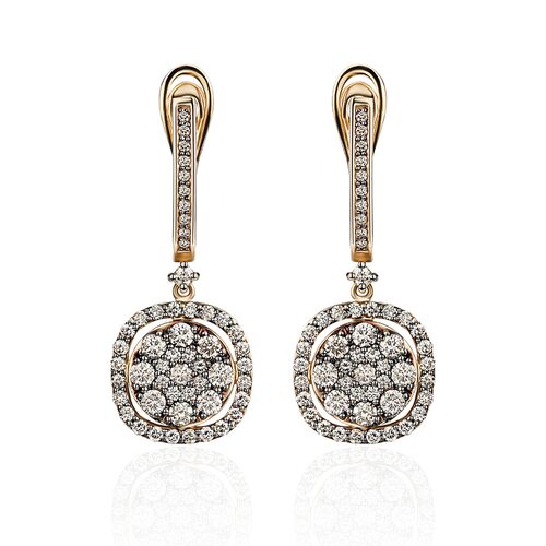 Серьги с коньячными бриллиантами из золота 585 пробы