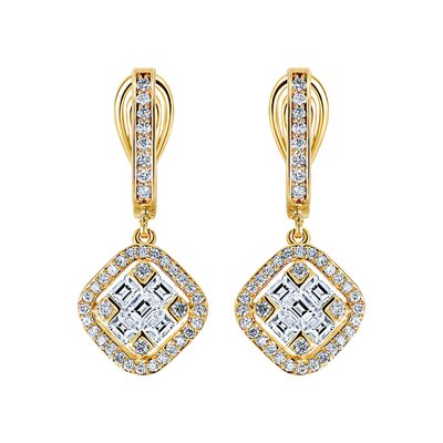 Серьги с бриллиантами из желтого золота 585 пробы