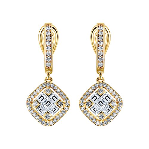 Серьги с бриллиантами из желтого золота 585 пробы