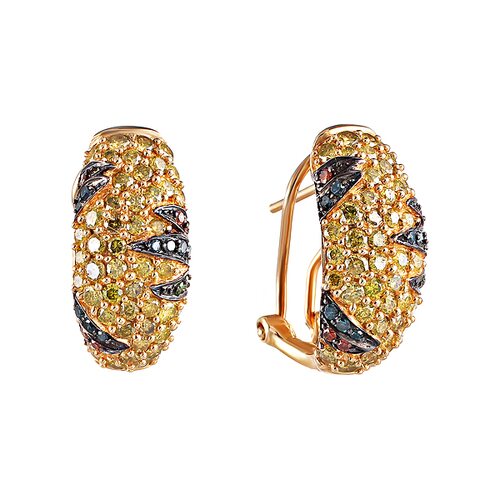 Серьги с бриллиантампи из желтого золота 585 пробы