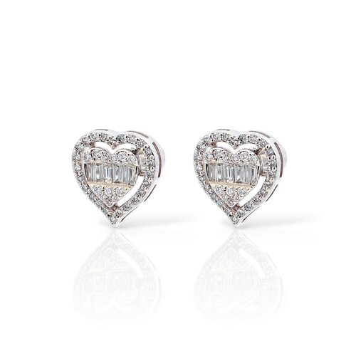 Серьги "Сердца" с бриллиантами из белого золота 585 пробы