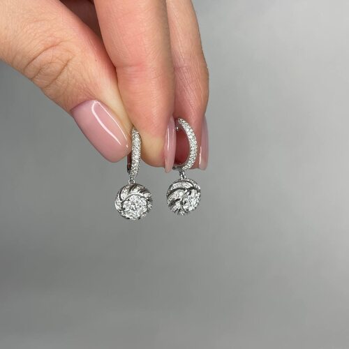 Серьги с бриллиантами из белого золота 585 пробы