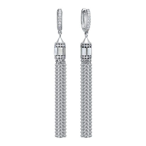 Серьги с перламутром и фианитами из серебра 925 пробы