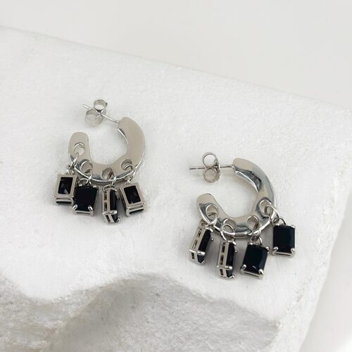 Серьги с фианитами из серебра 925 пробы