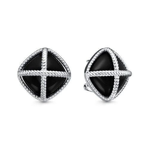 Серьги с ониксом из серебра 925 пробы
