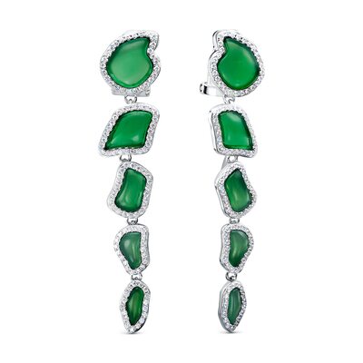 Серьги с агатом и фианитами из серебра 925 пробы