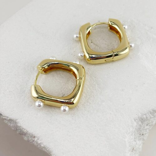 Серьги с жемчугом из серебра 925 пробы с позолотой