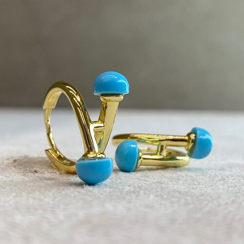 Серьги с бирюзой из серебра 925 пробы