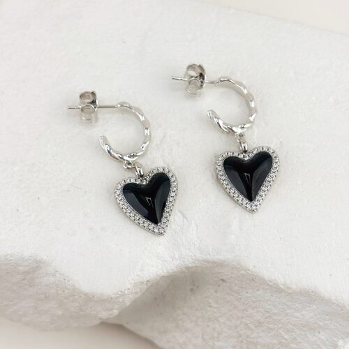 Серьги "Серьги" с фианитами и эмалью из серебра 925 пробы