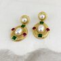 Серьги с ювелирным стеклом и жемчугом из серебра 925 пробы с позолотой