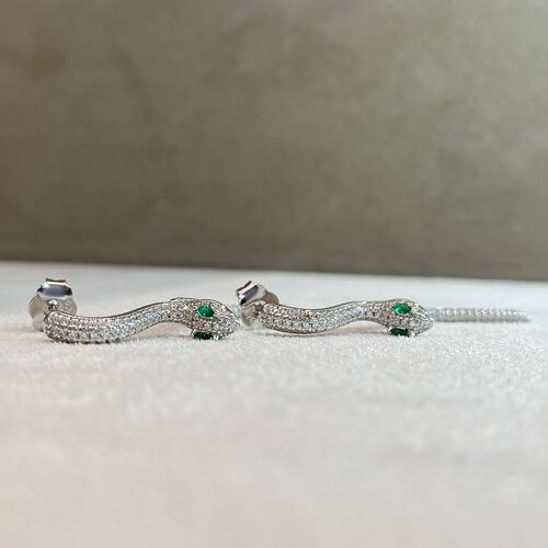 Серьги с фианитами из серебра 925 пробы