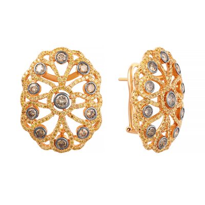 Серьги с бриллиантами из розового золота 750 пробы