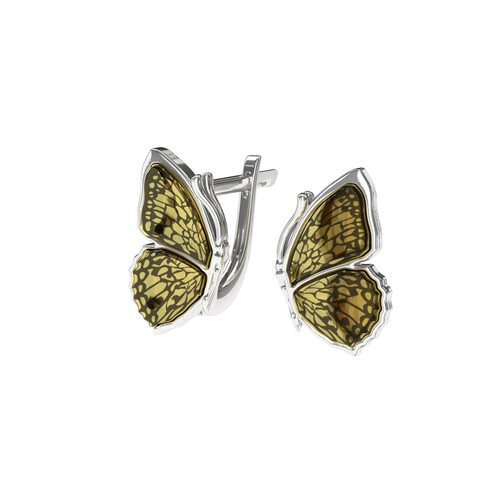 Серьги "Бабочки" с янтарем из серебра 925 пробы