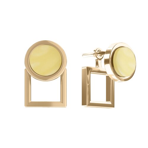 Серьги с янтарем из серебра 925 пробы с позолотой