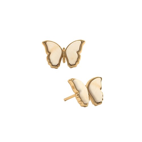 Серьги "Бабочки" с янтарем из серебра 925 пробы с позолотой