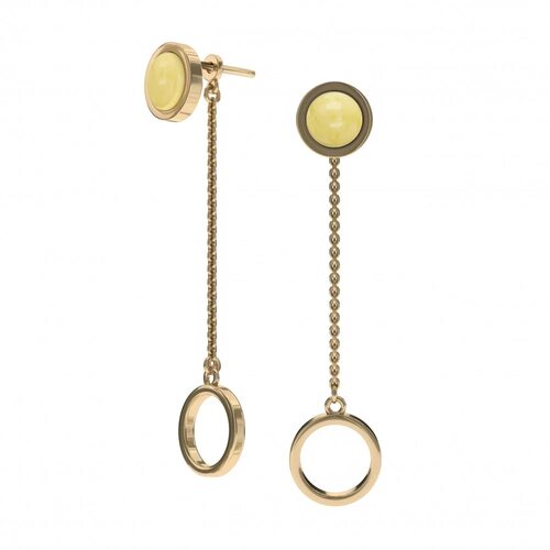 Серьги с янтарем из серебра 925 пробы с позолотой