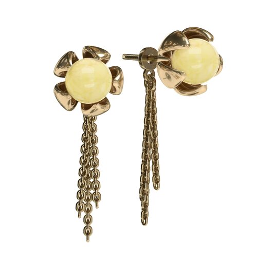 Серьги с янтарем из серебра 925 пробы