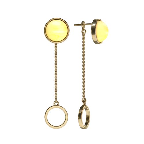 Серьги с янтарем из серебра 925 пробы с позолотой