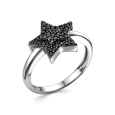 Кольцо "Звезда" со шпинелью из серебра 925 пробы
