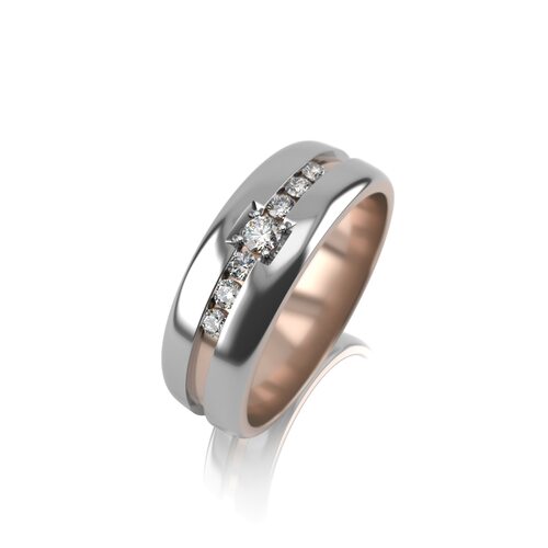 Кольцо обручальное с бриллиантами из золота 585 пробы