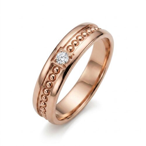 Кольцо обручальное с бриллиантом из золота 585 пробы