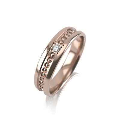 Кольцо обручальное с бриллиантом из золота 585 пробы