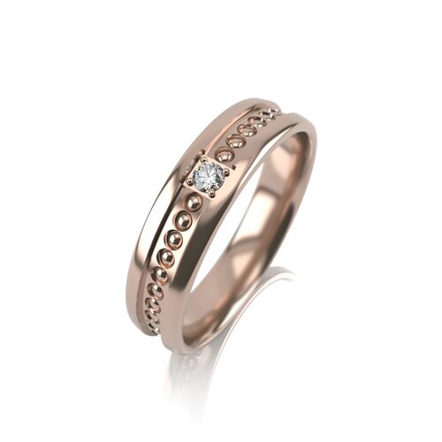 Кольцо обручальное с бриллиантом из золота 585 пробы