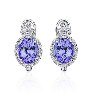 Серьги с танзанитами и бриллиантами из белого золота 585 пробы