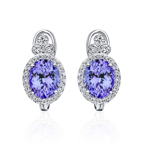 Серьги с танзанитами и бриллиантами из белого золота 585 пробы