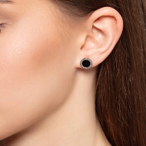 Серьги с ониксом из серебра 925 пробы