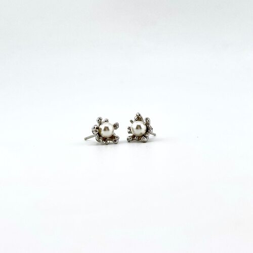 Серьги с жемчугом из серебра 925 пробы