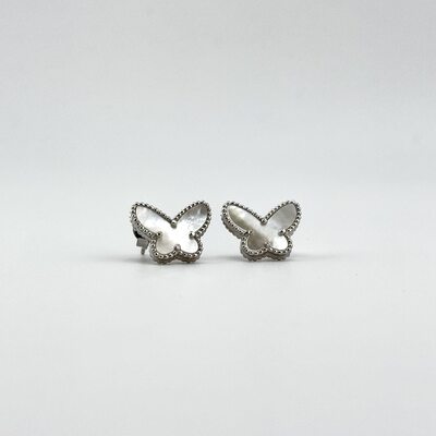 Серьги "Бабочки" с перламутром из серебра 925 пробы