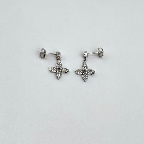 Серьги "Цветы" с фианитами из серебра 925 пробы