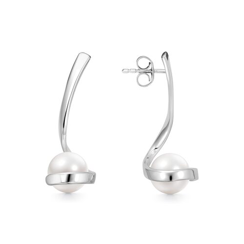 Серьги с жемчугом из серебра 925 пробы
