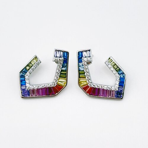 Серьги с фианитами из серебра 925 пробы