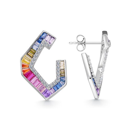 Серьги с фианитами из серебра 925 пробы