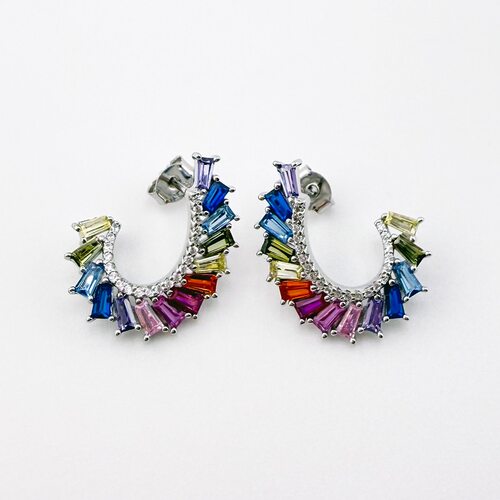 Серьги с фианитами из серебра 925 пробы